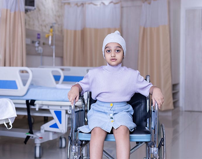 child getting tumour treatment