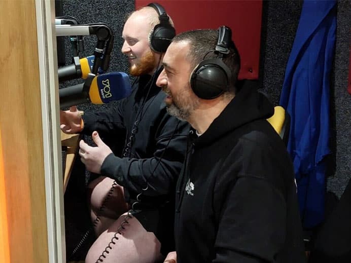 phil recording advert for radio